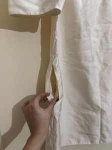 off White Puff Sleeve Mini Dress