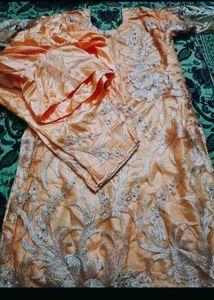 Beautiful Peach Color Ful Embrioded Pakistani Suit