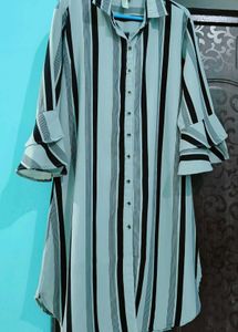 Striped Ruffle Sleeve Tunic