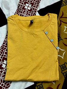 Yellow Button Detail T-Shirt