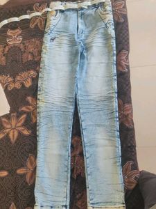 Men&#39;s Blue White Trendy Jeans