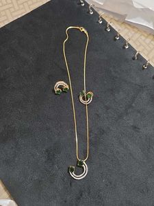 Half Moon Zirconia Pendant Set With Chain