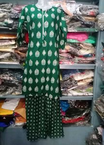 Green Floral Print Skirt Set
