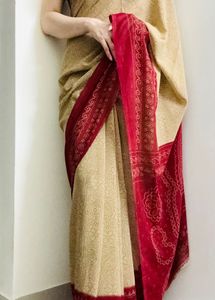 Elegant Beige & Maroon formal Saree