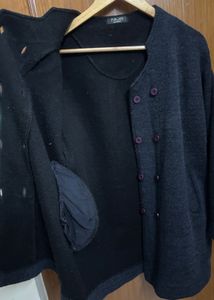 Double Breasted Wool Blend Cardigan Coat