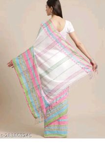 Begumpuri Khadi Cotton Saree Multicolour