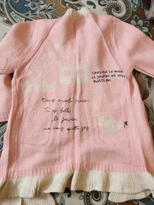 Girls Baby Pink Long Cardigan