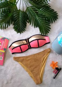 Sparkly Golden And Pink Combination Bikini