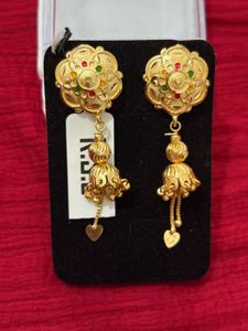 Gold Flower Dangle Earrings
