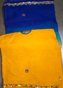 Elegant Blue Embroidered Saree