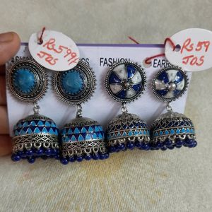 BRAND NEW Amrapali Enameled German Silver Jhumka