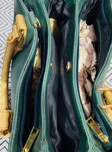 New Classy Green And Beige Handbag