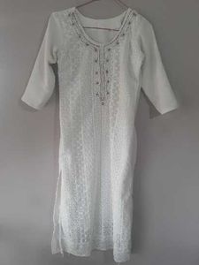 Schiffili work White Kurta &amp; Duppatta