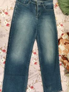 Blue Denim Straight Leg Jeans