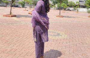 Purple Embroidered Kurta Set