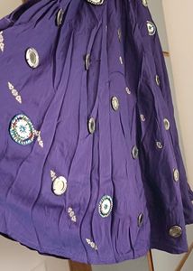 Purple Mirror Chaniyacholi With Western Blouse