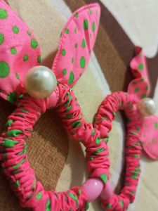 Bobby Printed Rubber Bands 🎀 With Studded Pearl