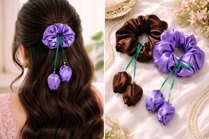 Purple brown 2 Decorative Scrunchie