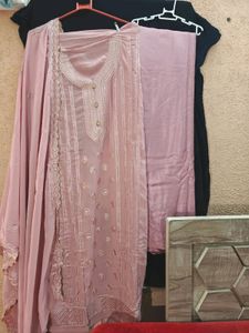 Pink Unstitched Dress Material