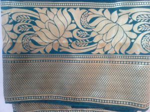 Blue and Gold Saree With Blouse