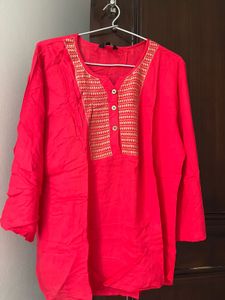 Red Top With Embroidery