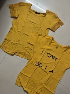 Yellow Graphic Print Tees