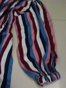Striped Balloon Sleeve Dress