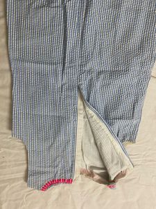 thick cotton striped white and blue dress