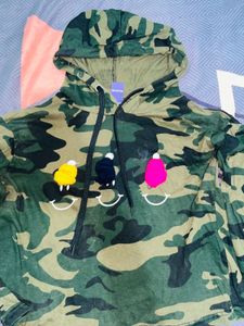 Camo Hoodie with Cartoon Details