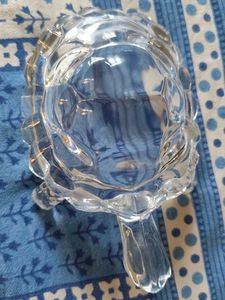 Clear Faceted Glass Turtle Figurine Decor