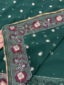 Green Saree with Embellished Blouse