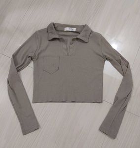 Khaki Crop Top