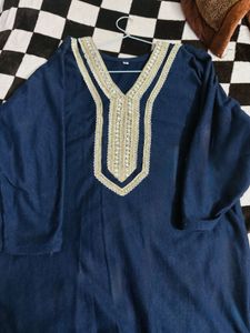 Elegant Navy Blue Kurti with Gold Embroidery