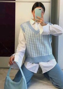 Blue Houndstooth Sweater Vest