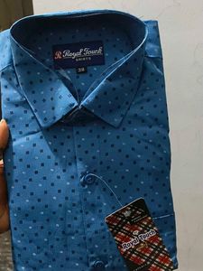 Royal Touch Blue Printed Shirt