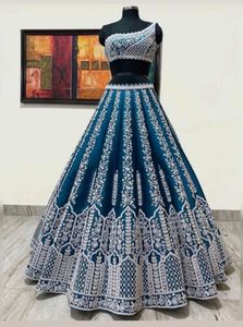 Designer Unstitched Lehenga Blouse Dupatta Set