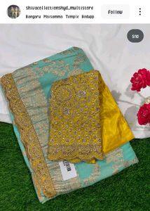 New And Unique Saree With Design Blouse Piece