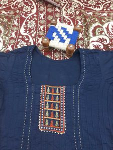 Navy Colour Suit Salwar With Orange Dupatta