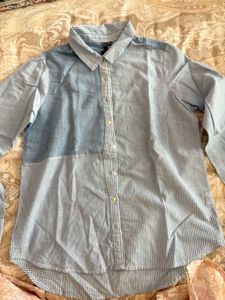 Blue Colour Button-Down Striped Shirt