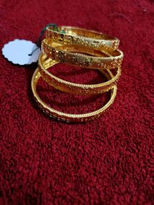 Unique Design Gold Plated Four Bangles Set 2.8