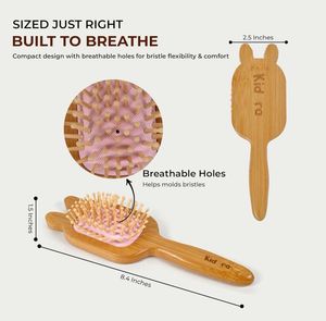 Pink Coquette Wooden Hair Brush🎀bowclip+scrunchie