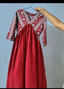 Red Printed Kurta