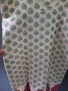 Green Floral Kurta With Free Gift