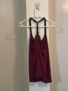 Burgundy Tank Top with Harness Detail