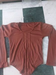 Purple and brown Long Sleeve Top