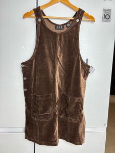 Brown Velvet Pinafore Dungaree