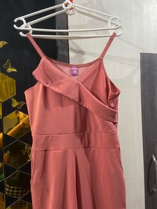 Athena Peach Jumpsuit With Pockets
