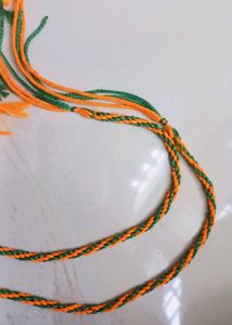 Orange And Green Thread Rakhi