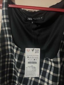 Zara Black White Plaid Mini Dress