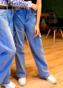 Ice Blue High-Waist Denim Jeans – Trendy & Comfort